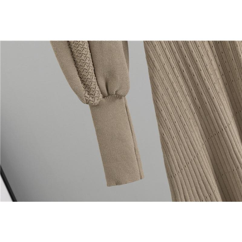 Spring and Autumn Women's Gentle Doll Collar Knitted Dress Plus Size Temperament High Waist Skinny Medium Long Dress