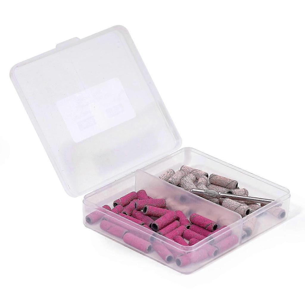 Pack of 60 Sanding Sleeves, Mini Grit Sanding Belts with 1 Pieces Nail Drill, Grit Sanding Caps Nail Cutter, Small Sanding Belts, Sanding Caps for Nai