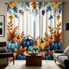 2pc Pumpkin and maple leaf print curtains   polyester fabric   machine washable   suitable for bedroom and living room decoration