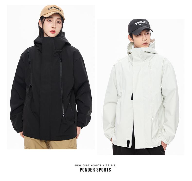 Casual Outdoor Hooded Windbreaker for Couples: Stylish, Three-Proof, Teen Mountaineering Jacket