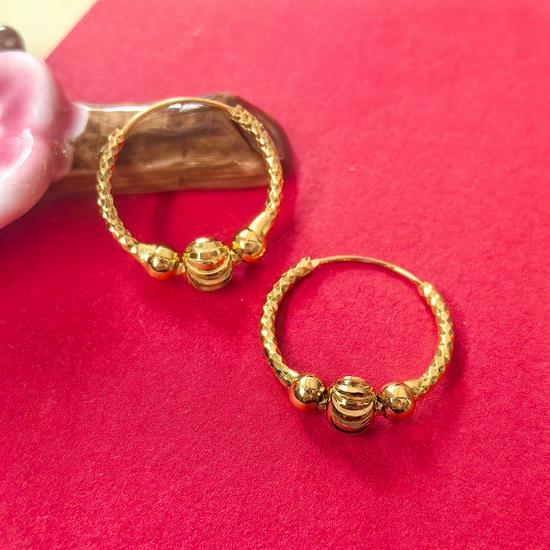 Gilded Brass Cat s Eye Star Bead Earrings - Imitation Gold Wedding Jewelry for Women