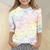 Kids Animal Print Crewneck 3/4 Sleeve Casual T-Shirt Soft Lightweight Fabric Comfortable Fit for Everyday Wear