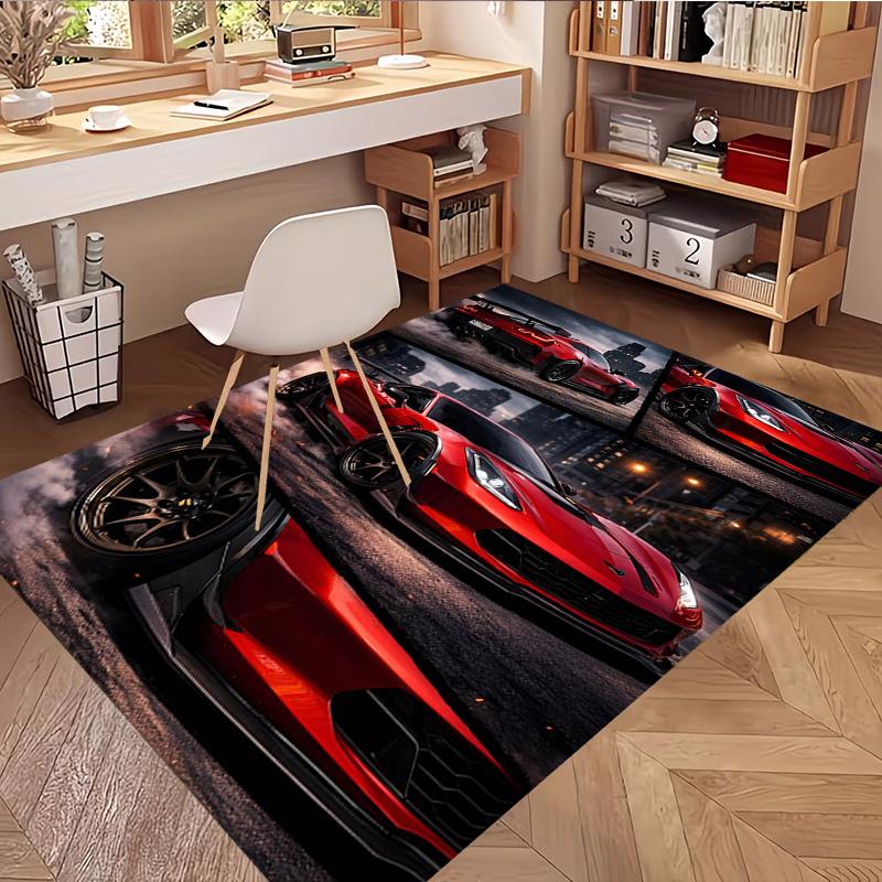 Chevrolet Corvette Print Rug, Washable Floor Carpet, For Entryway Dorm Laundry Room Office Study, Home Decor Birthday Christmas Gift