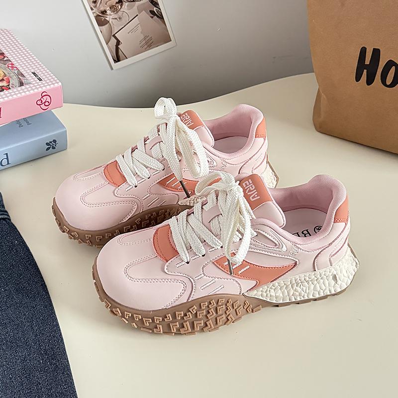 Student Women Pink Youth Sneakers Autumn New Thick Bottom Breathable Sport Running Shoes Campus Trend Platform Casual Shoes
