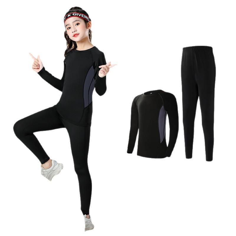 Set Base Layer Sportivo Asciugatura Rapida per Ragazze con Collant Caldi - Tuta da Allenamento Autunno/Inverno