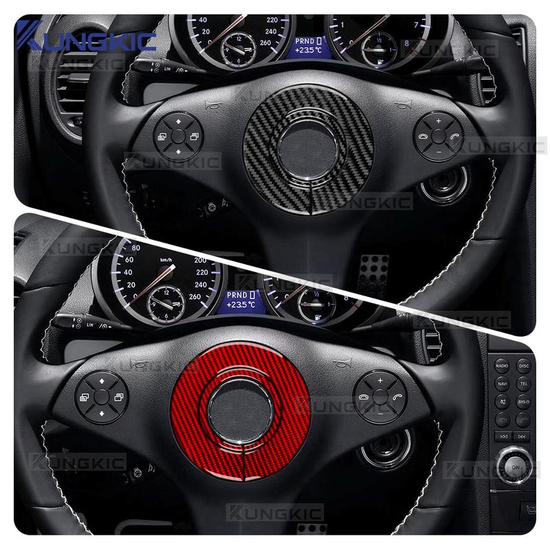 Mercedes Benz SLK R171 2004 2005 2006 2007 2008 2009 2010 İçin Gerçek Yumuşak Karbon Fiber Direksiyon Simidi Kaplama Çıkartması Aksesuarlar