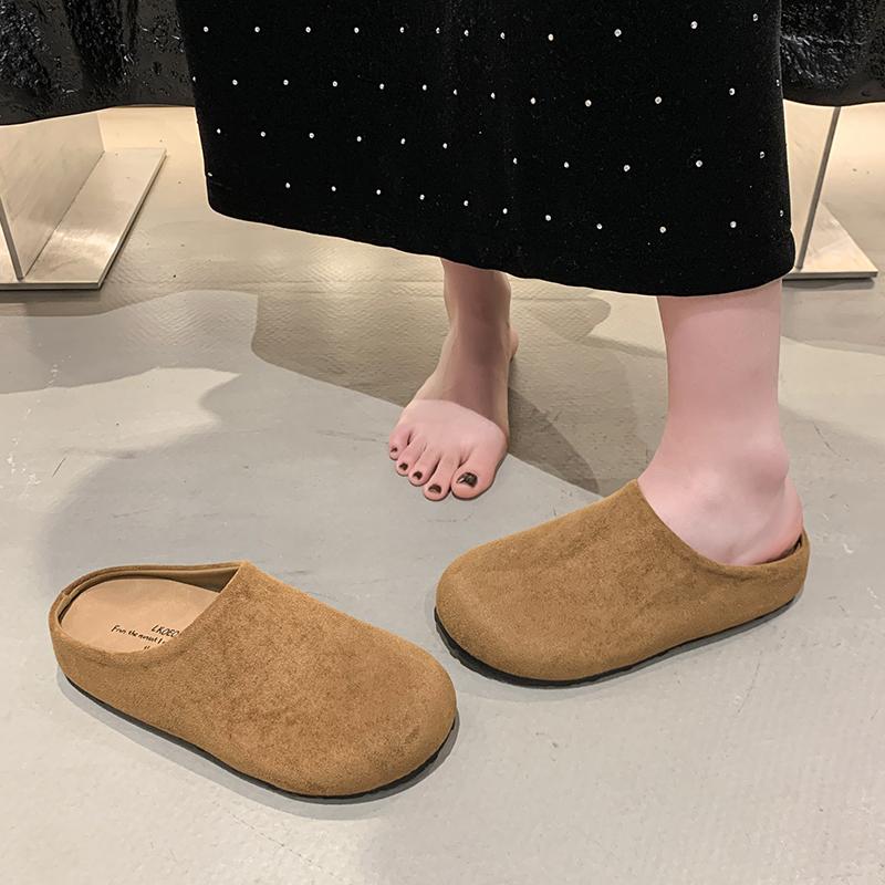 Fashion Aphixta Candy Color Round Toe Outside Women Slippers Women Shoes Round Toe Low Heel Slip On Half Slide Spring Summer Woman Shoes