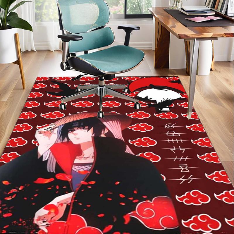 Anime Red Clouds On Black Background Office Rug Chair Mat, Game Carpet, Suitable for Front Door, Bedroom, Living Room, Desk, Holiday Gift