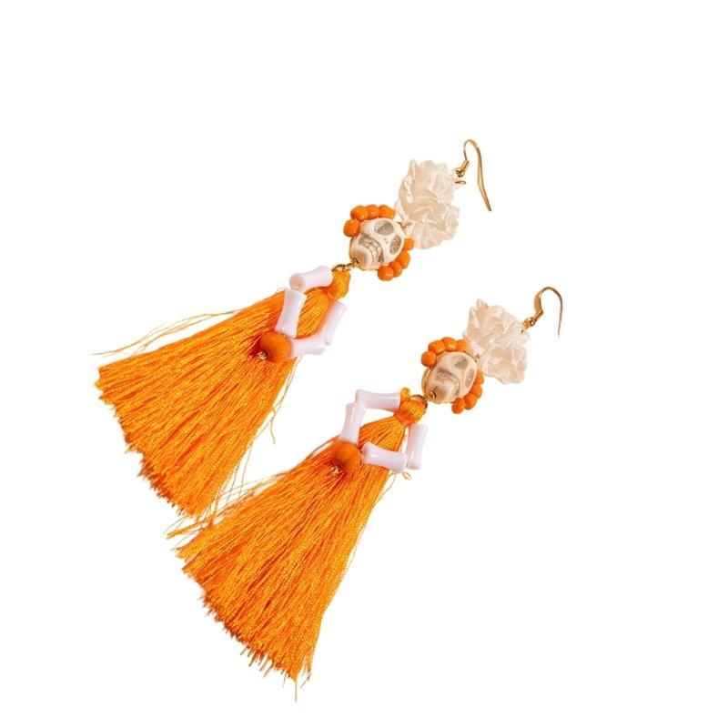 Unique Gothic Skeleton Earrings Bohemian Tassels Jewelry for Women Portable Ethnic Party Wear