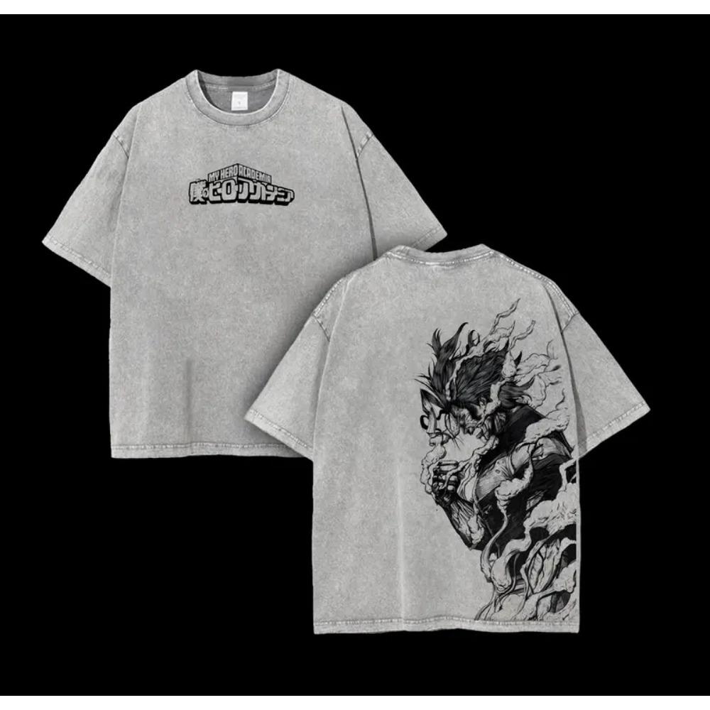 My Hero Academia All Might Print Tee Men Women Retro Washed T-shirts Casual Cotton T Shirt Short Sleeve Clothing Harajuku Tshirt XXL серый 1990₽