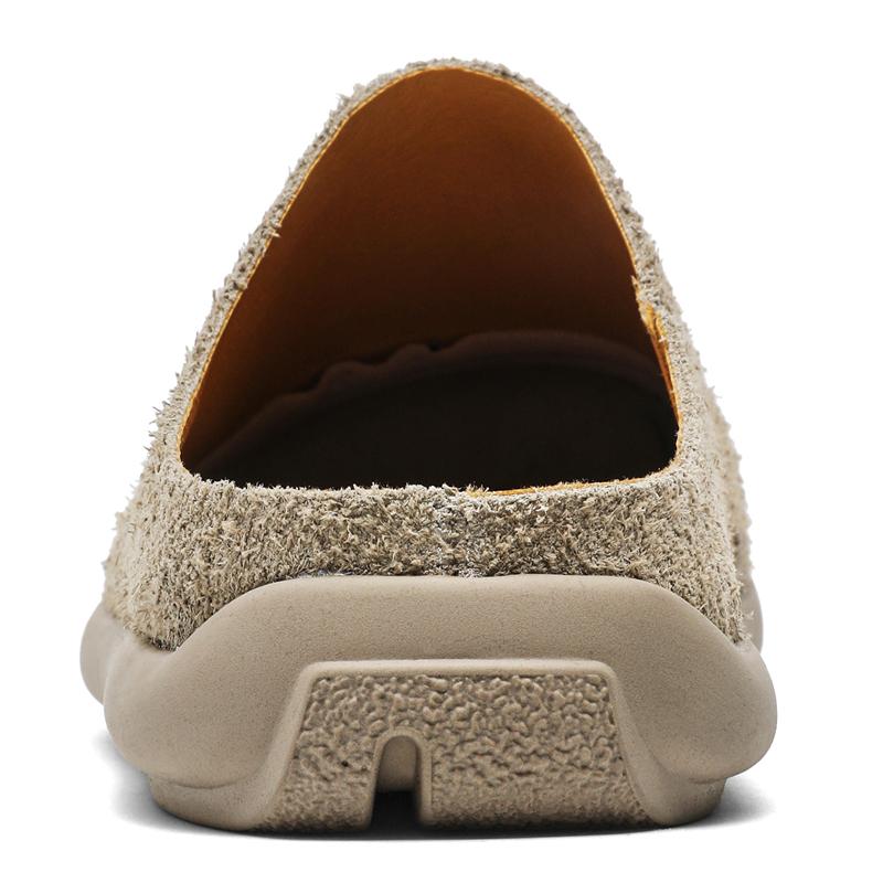 Hight Quality Summer British Style Suede Leather Mules For Men's Women's Khaki Brown Daily Casual Outdoor Slippers Flat Shoes
