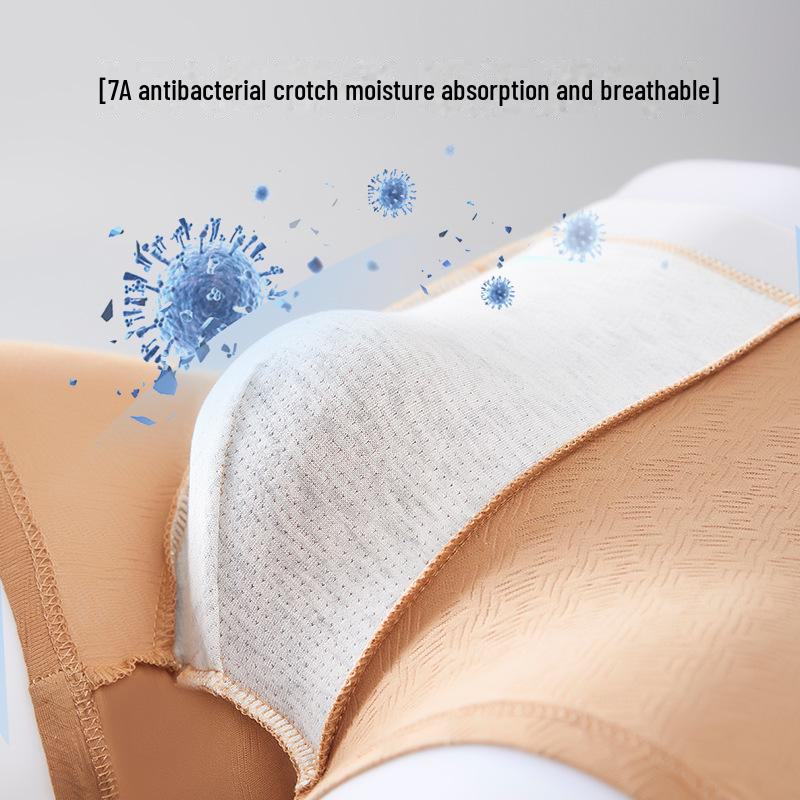 Men's Breathable Antibacterial Cotton Boxer Briefs, Mid-Waist Jacquard Design