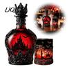 Glas Whiskeyflasche 1200ML Halloween Fledermaus Schloss Flasche, 320ML Vintage Gotische Weinkaraffe geschnitztes Glas, Dekorative Spirituosen Karaffe Flasche für Zuhause Küche