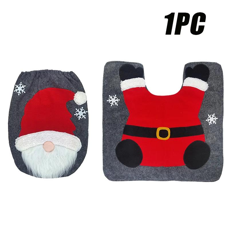 5PCS Christmas Toilet Seat Cover Father Christmas Toilet Seat Cover and Rug Christmas Bathroom Accessories Christmas Decoration