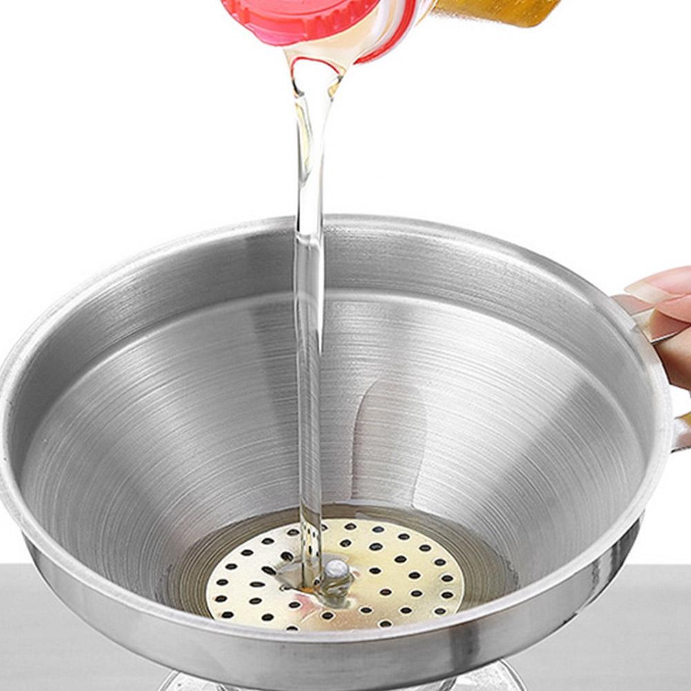 

Stainless Steel Kitchen Wide Mouth Oil Funnel with Strainer Filter for Transferring Liquid