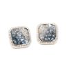 High-end niche faceted particle crystal earrings, blue gradient color, geometric gold-plated stud earrings, 925 silver needle earrings