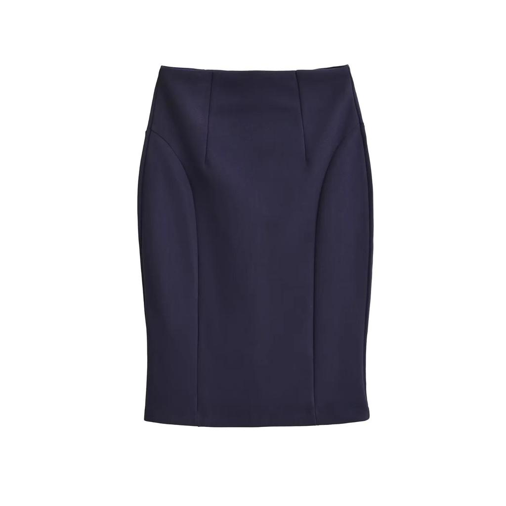Retro American Slim Fit High-Waisted Midi Pencil Skirt with Back Slit - Women's Autumn Collection