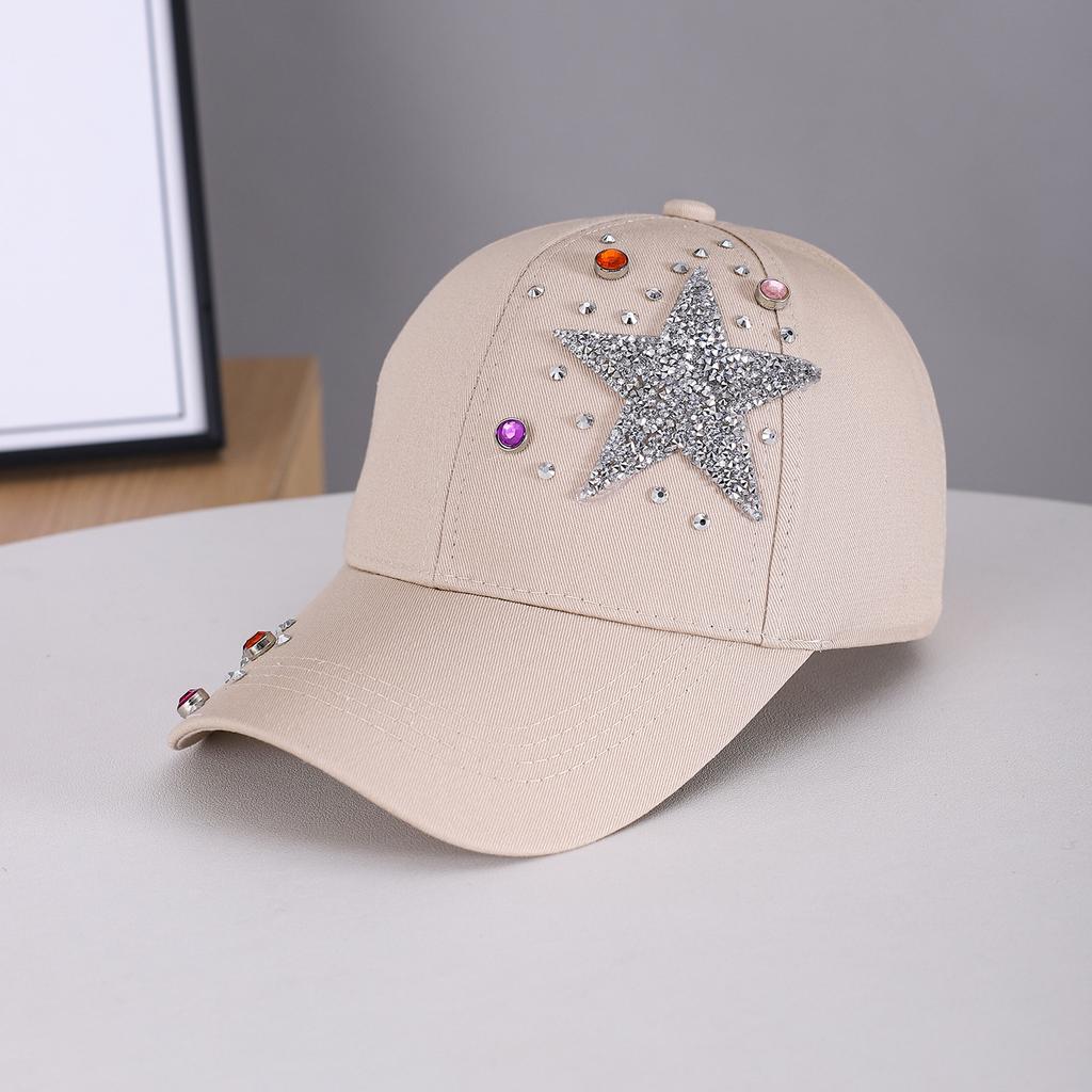 New Diamond-encrusted Five-pointed Star Baseball Cap European and American Fashion Hot Diamond Curved Brim Cap