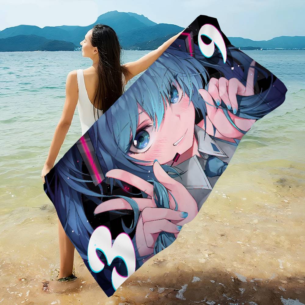 H-HatsuneS M-Miku Big Microfiber Beach Towels Quick Dry Towel Sand Beach Towels Pool Towel for Travel Swim Pool Yoga