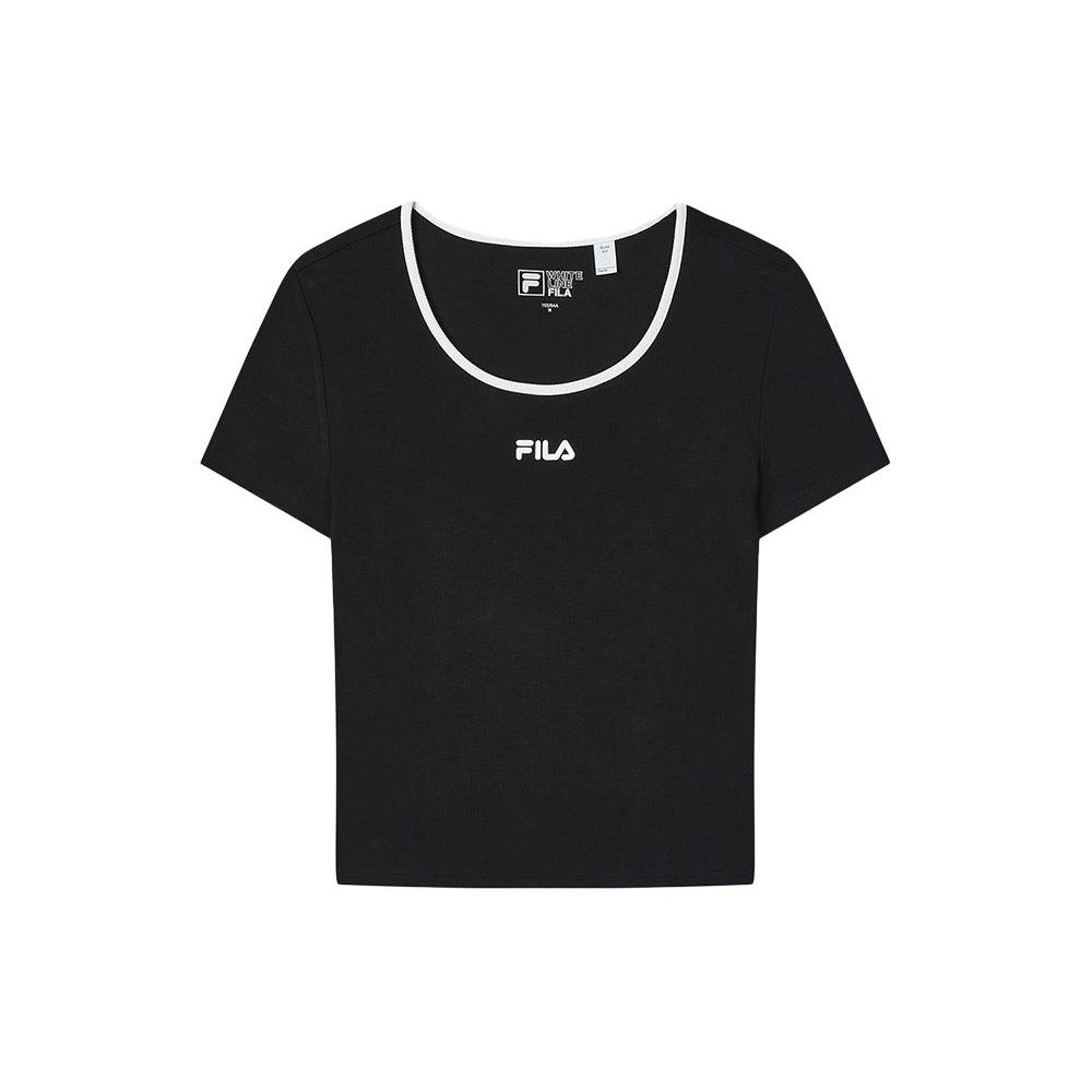 FILA Fitted Round Neck Short Sleeve T-Shirt Women Tops Black F11W429112FBK