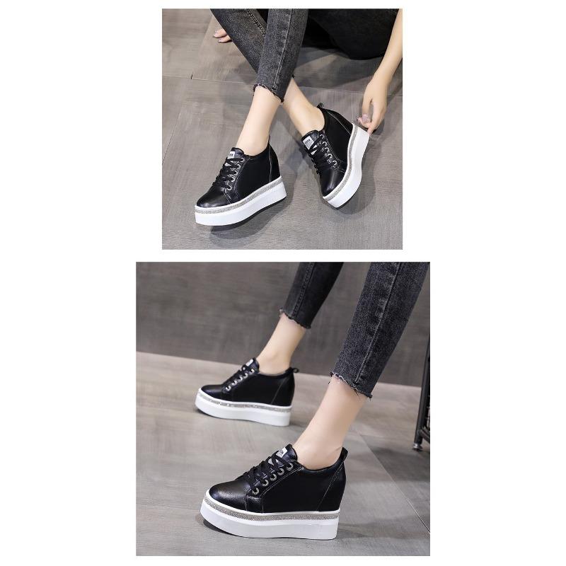 Women's Spring and Autumn New Inner Height-increasing Slope Heel Waterproof Platform Low-top Casual Sports Women's Shoes Single Shoes