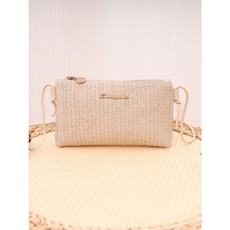 New women's straw bag, simple personality, long wallet, large capacity, main bag, mobile phone bag, change bag.