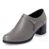 Genuine Leather Block Heel Deep Mouth Pumps Women Shoes Spring Autumn Female High Heels Shoes Ladies Office Party Shoes