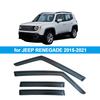Window Visor for JEEP RENEGADE 2015-2021 Rain Guard Side Vent Deflector Weathershield Outside-Mount Tape On ALU1