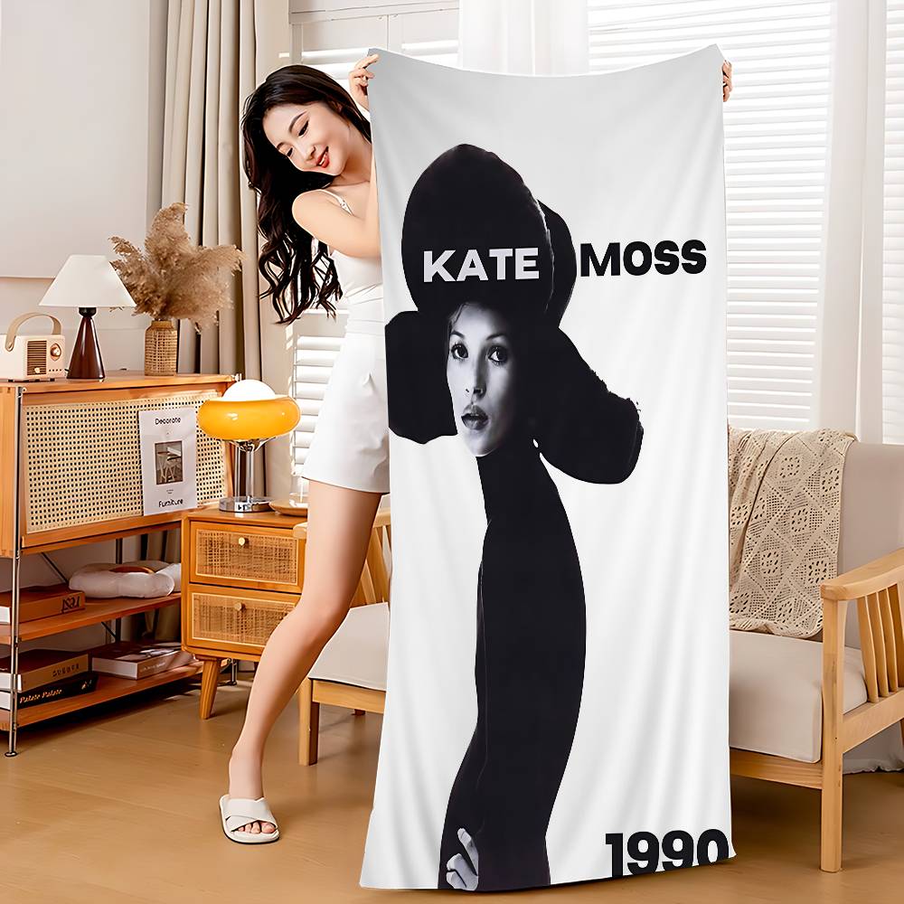 

Kate Moss Fashion Modern Microfiber Blanket Quick Drying Beach Towels Oversized Printing Super Absorbent Pool Towel Blanket W40*H60(CM)