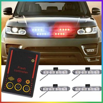 8in1 16W LED Blue White Remote Control Flashing LED Deck Dash Grill Strobe Light