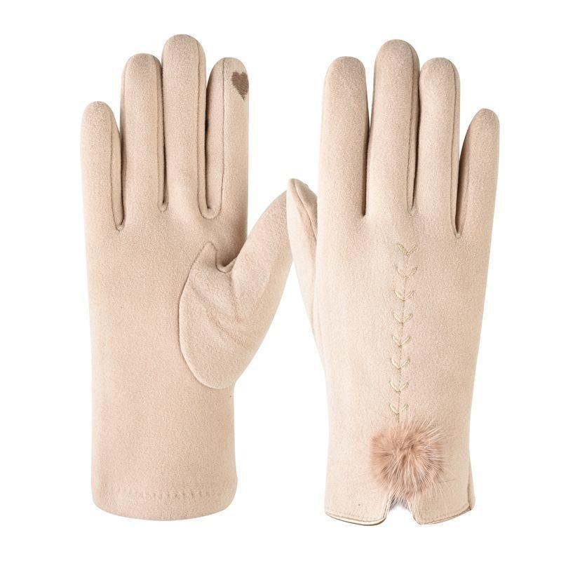 German velvet gloves for men and women to keep warm in autumn and winter, velvet outdoor riding touch screen Korean version simple hair mouth