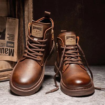 Botas de Moda para Hombre Botas de Moda para Motociclista Botas Casuales de Cuero de Caña Alta para Hombre Bota de Invierno Cálida de Felpa Bota de Plataforma Antideslizante Botas