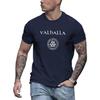 Mens Valhalla Nordic stylecasual round neck cotton shortsleeved Tshirt printed with Nordic warrior logo and axe pattern