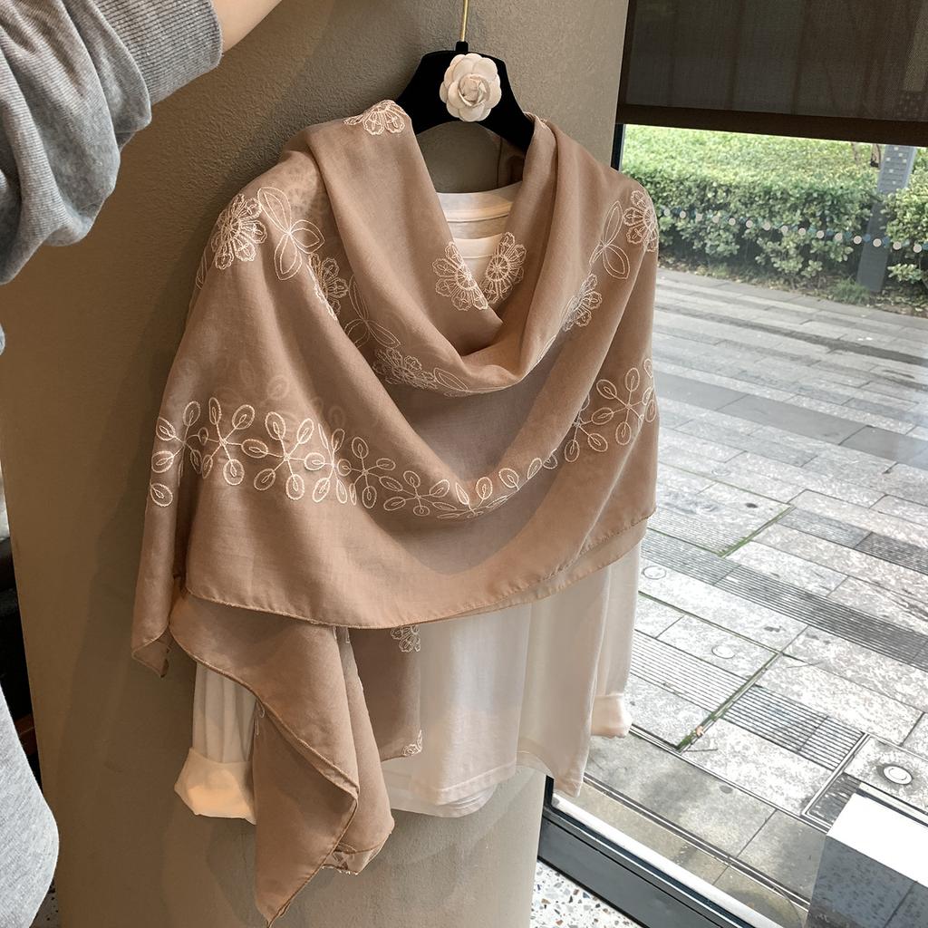 Women S Sun Embroidered Thin Scarf For Spring Autumn Travel Sun Protection