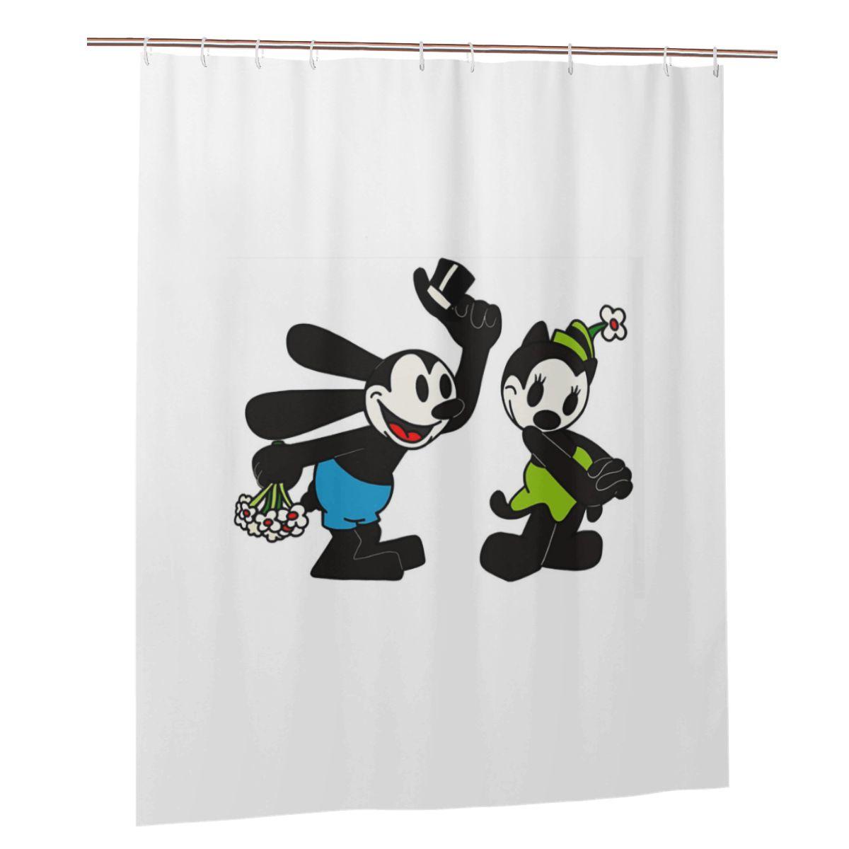 

Funny Love Oswald And Ortensia Shower Curtain Bathroom Polyester Waterproof Bath Curtains With Hooks W60H190(CM)-1 Pcs