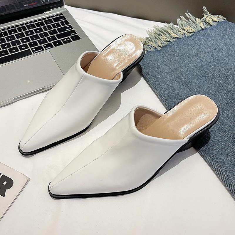 

Модные Aphixta 6,5 см Клиновидные каблуки Лаконичные женские шлепанцы Остроносые Летние шлепанцы для платья Однотонные Туфли на высоком каблуке Черные Туфли Размер 42 34 белый