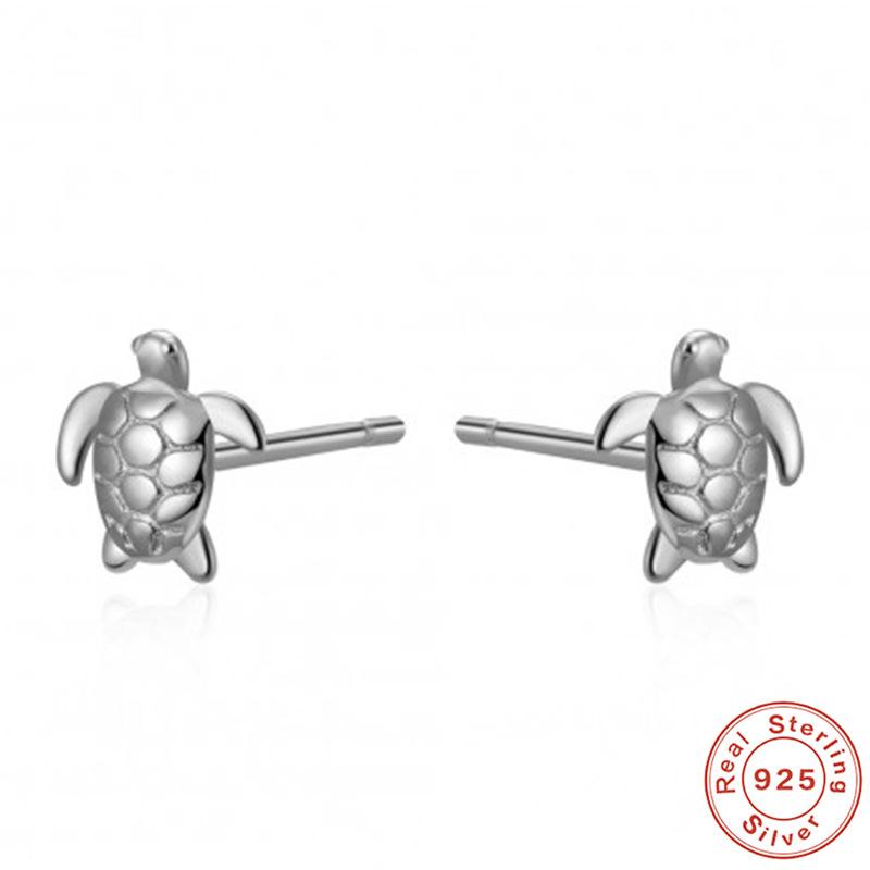 S925 Sterling Silver Fun Mini Turtle Angel Eye Stud Earrings Niche Design Sense Simple And Convenient Earrings Women