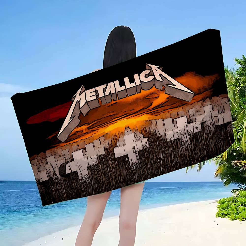 Retro Popular M-metallicaS Band Microfiber Printed Beach Towel Mountain Climbing Yoga Beach Swimming Running Absorbent Towel