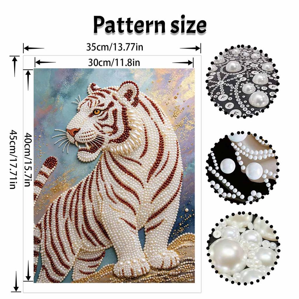 Tiger Perlen Kit 5D DIY Runde Strasssteine Kunst für Erwachsene Entspannende Handgemachte Wanddekoration Feiertagsgeschenk Rahmenlos