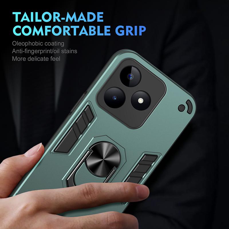 For Realme C51 C53 C55 Shockproof Hard Armor Cover Case For Realme C53 Realme C55 Car Magnetic Ring Holder Cover