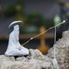 1 Stück Aquarium Mini Fischer Statue Asiatisch Zen Heimdekoration Aquarium Garten Sitzen Angeln Sandstein Vintage Ornament