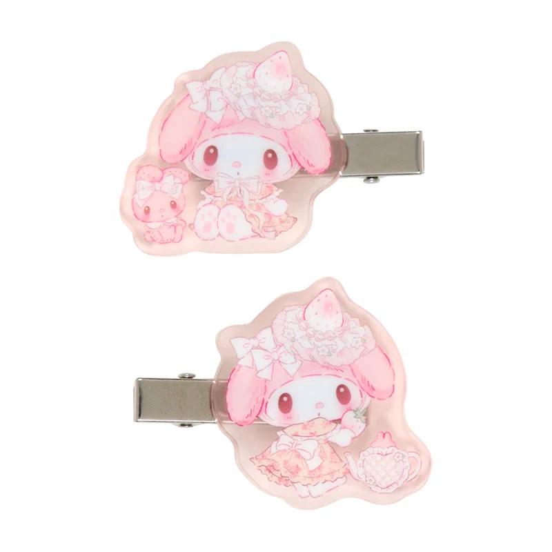 Sanrio My Melody Acrylic Hair Clip (White Strawberry Tea Time) Japan NEW