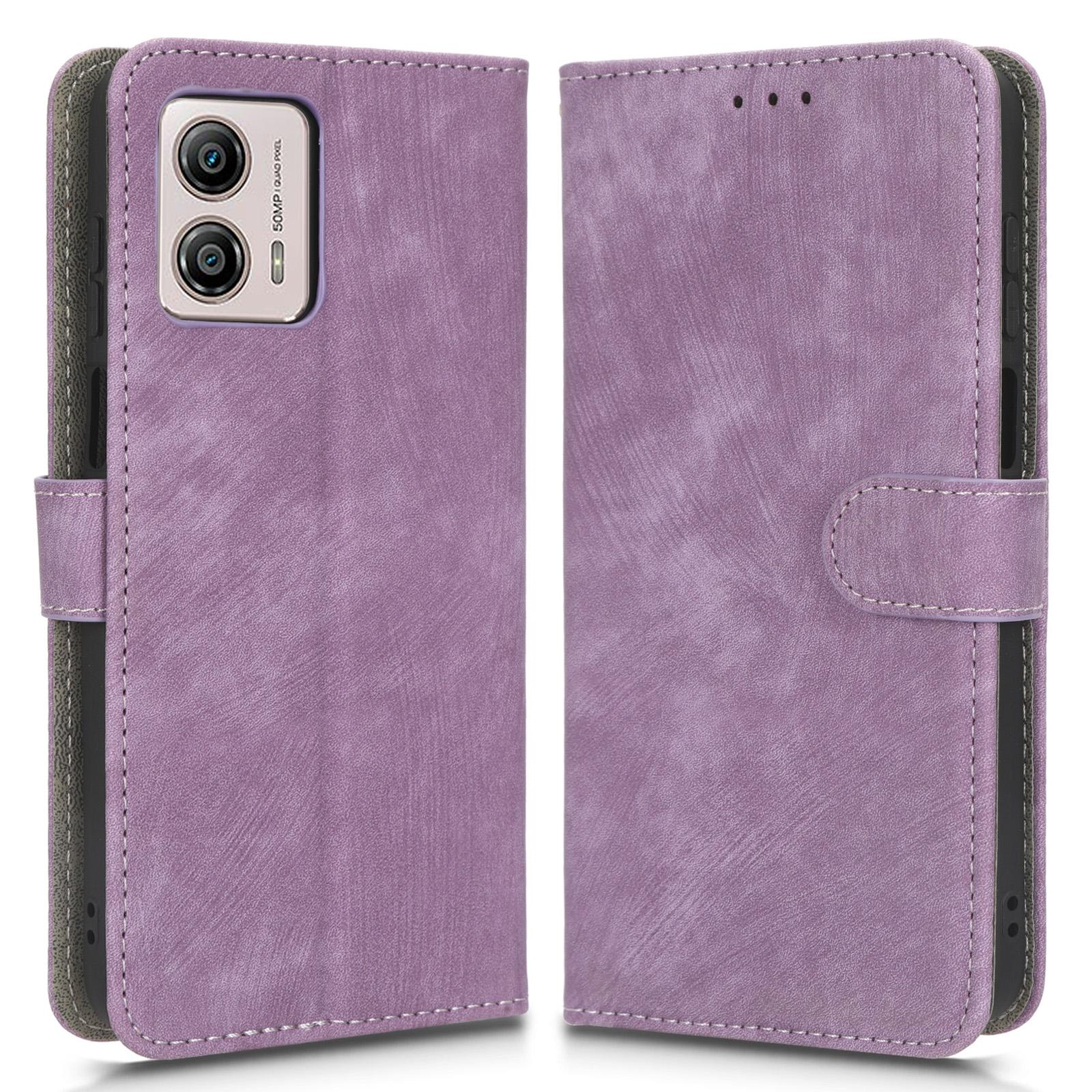 

Для Motorola Moto G53 5G Кожаный чехол для телефона Подставка для телефона Кошелек с RFID-блокировкой Purple