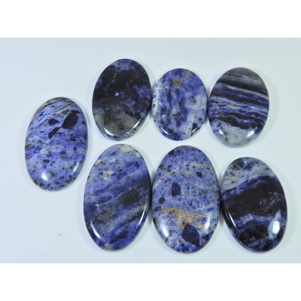 329Cts. Natural Blue Sodalite Oval Cabochon Loose Gemstone 07Pcs Lot 35-41MM C-1509