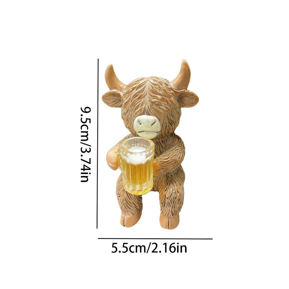 Highland Cow Flower Pot Decoration Funny Drinking Cattle Resin Weather-resistant Pot Hugger Garden Flower Pots Decoration