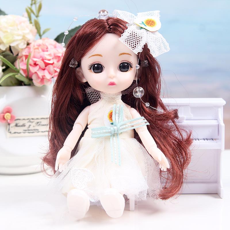 16cm Niedliche Mini Lolita Prinzessin BABI Puppen Spielzeug 1/8 BJD Gelenke Bewegliche Puppe Zeichentrick Kleidung Mädchen Verkleiden Spielhaus Spielzeug Geschenke