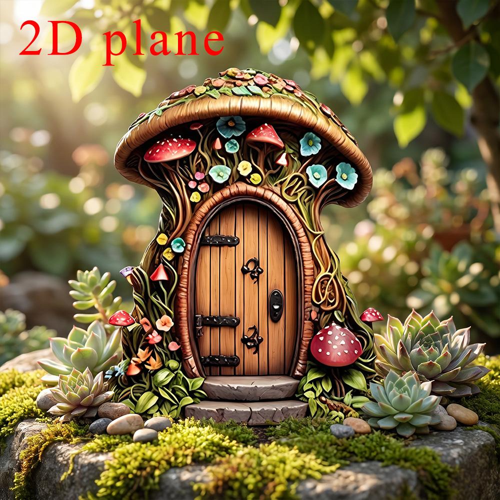 Fairy-tale Cottage Wooden Door, Garden Wall Decorations, Corner Ornaments, Courtyard Landscaping, Miniature Landscape, Atmosphere Effect