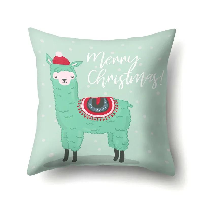 Cute Cartoon Animal Alpaca Print Pattern Cushion Cover Home Living Room Sofa Decor Square Throw Pillow
