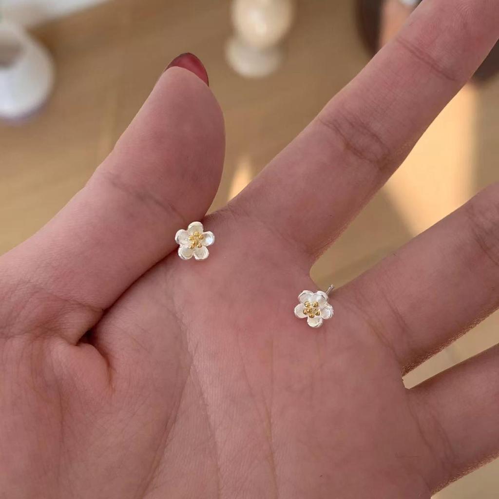 S999 Sterling Silber Blume Ohrstecker, Einfach & Vielseitig für Damen