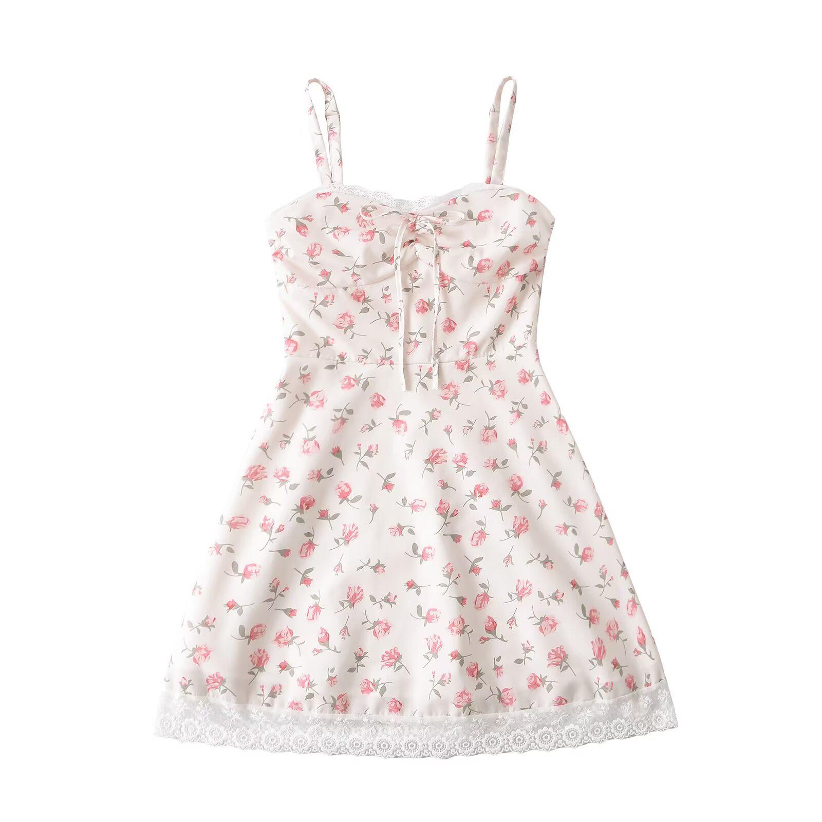 

Весна 2025 Женское платье в европейском и американском стиле с кружевной отделкой Small